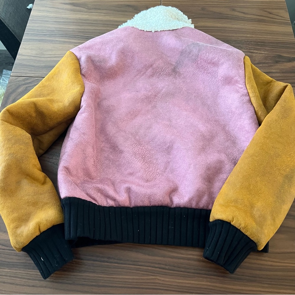 ANTHROPOLOGIE HUTCH faux suede Colorblock bomber Jacket - Picture 7 of 9